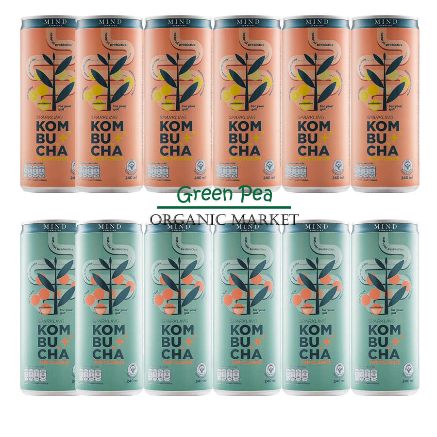 เครื่องดื่มชาหมัก คอมบูชะ (เเพ็ค6กระป๋อง) MIND KOMBUCHA Sparkling ขนาด 240 ml กินไม่อ้วน