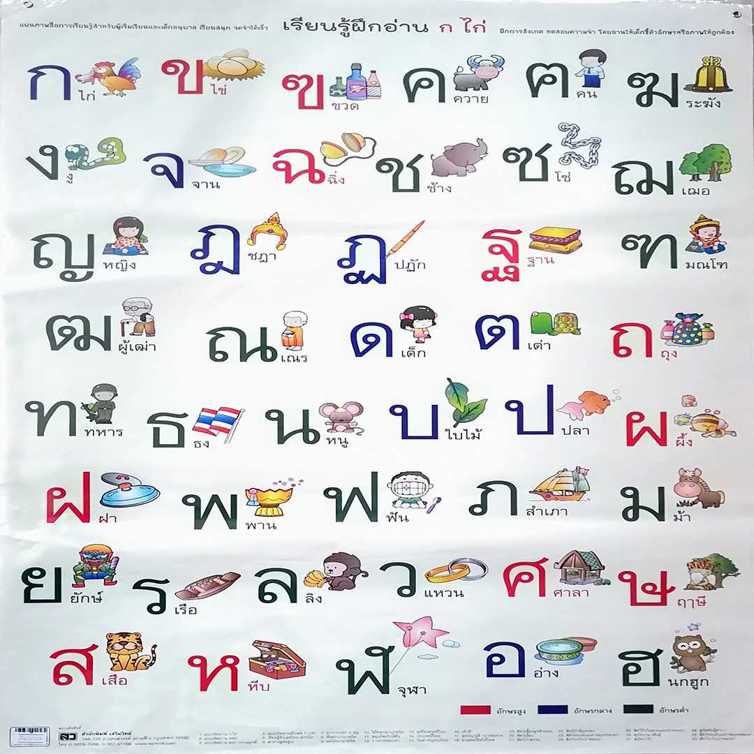 โปสเตอร์ เรียนรู้ฝึกอ่าน ก.ไก่ สีขาวเนื้อ Learning read Korkai White Color