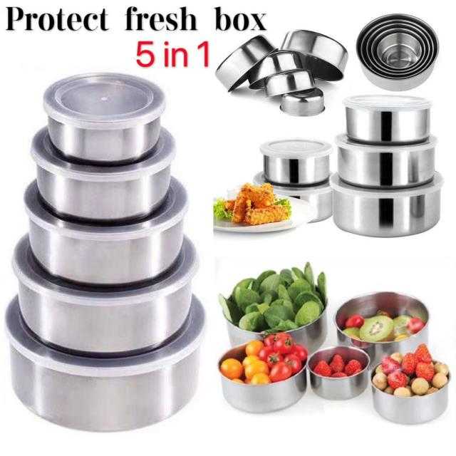 Protect fresh box stainless steel ชุดถ้วยสแตนเลส 5 ชั้น