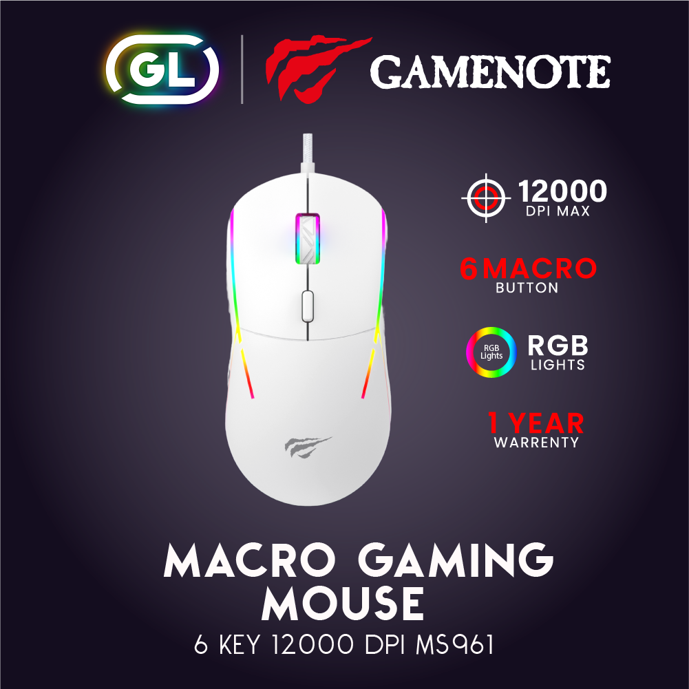 Gamenote Macro Gaming mouse RGB เมาส์เกมมิ่งมาโคร 6 Key ไฟ RGB Backlit MS961 1200-12000DPI