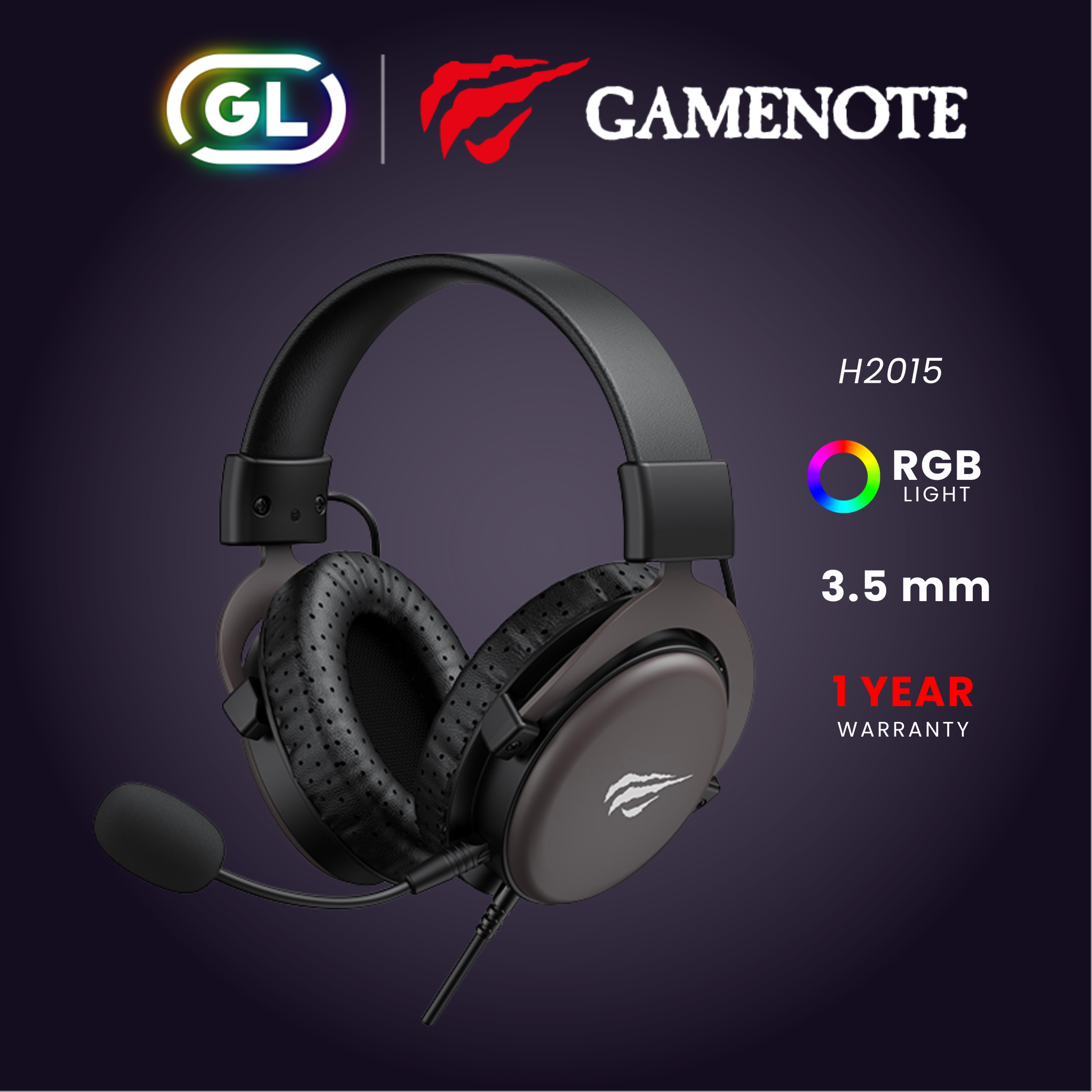 Gamenote Gaming Headphone  หูฟังเกมมิ่ง  3D surround  RGB streamer lighting effect รุ่น H2015d