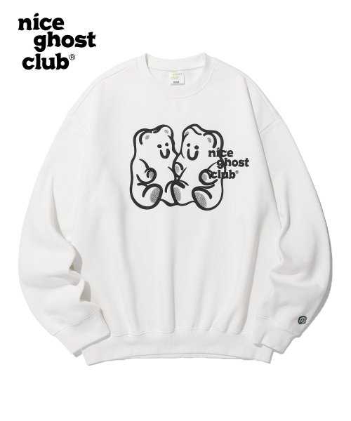 (พร้อมส่ง) Nice ghost club Gummy Bear & Logo Sweatshirt_White