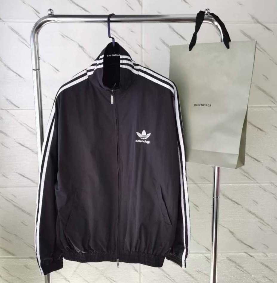 BALENCIAGA X ADIDAS STRIPE COTTON-BLEND SHELL TRACK JACKET แจ็คเก็ตบาลองเซียก้า อดิดาส