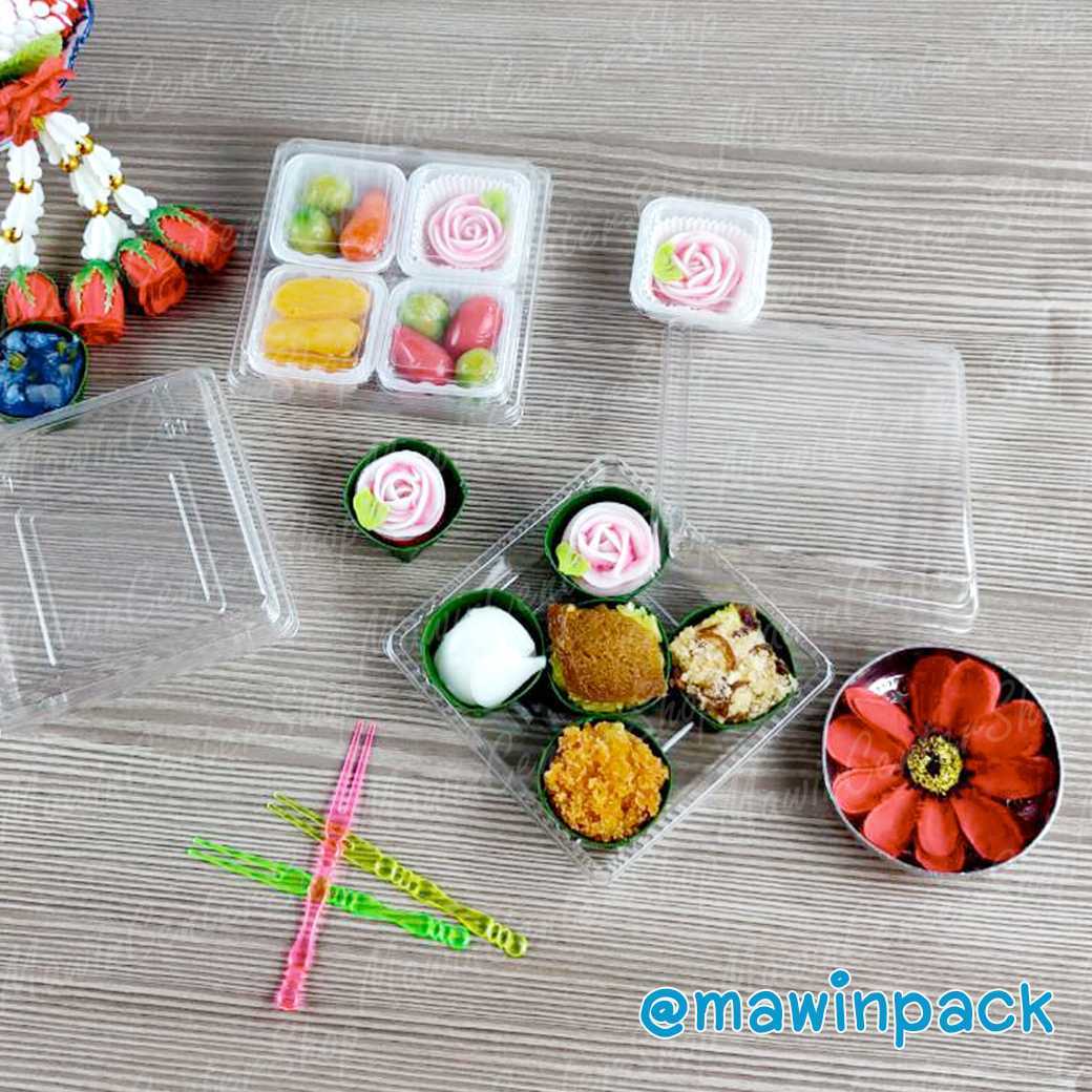 P101ITS009CL ถาดขนมพร้อมฝาแยก ทรงเหลี่ยม PET งานเนื้อคุณภาพ  ฝาล็อก(50ชุด ลัง500ชุด)