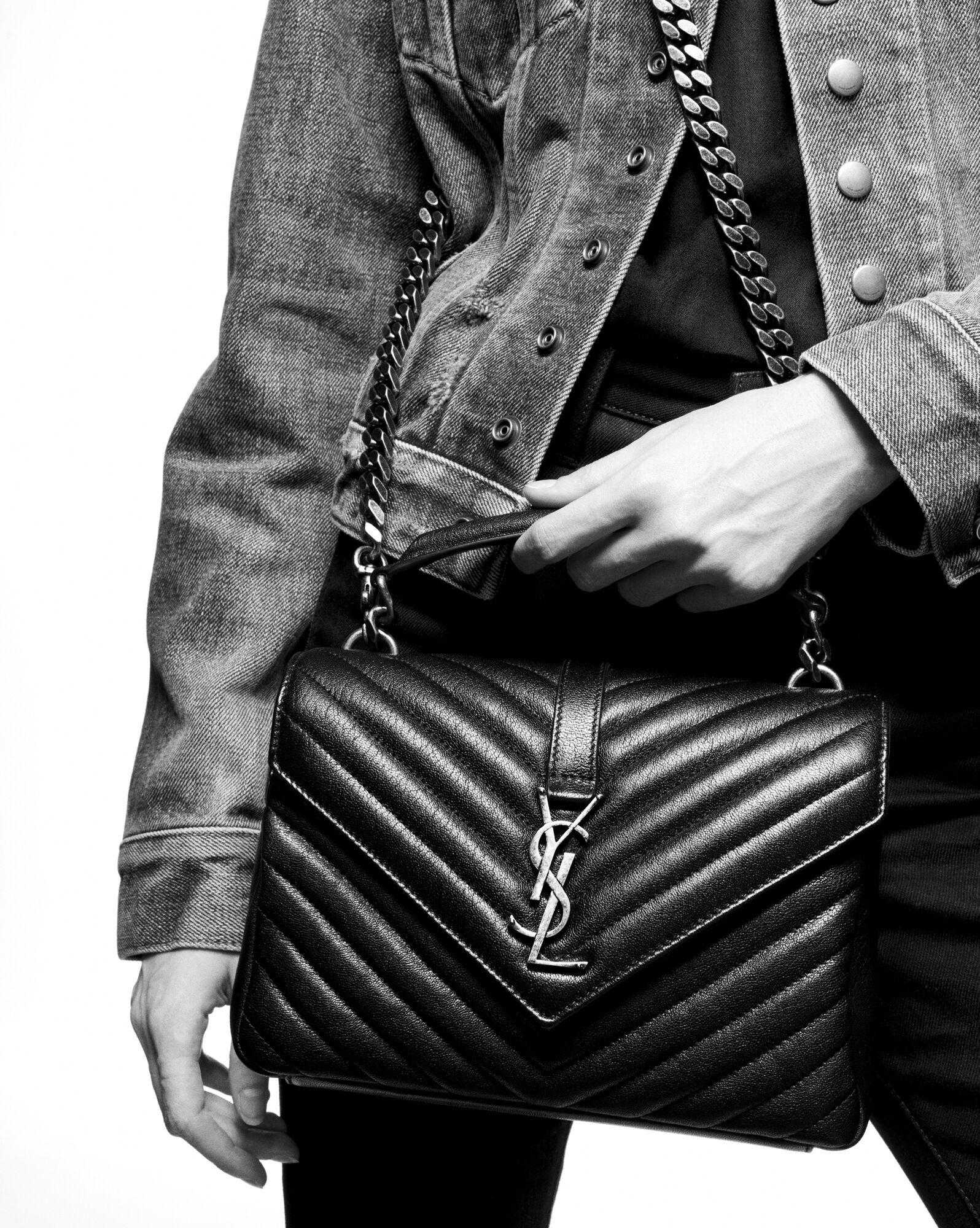 กระเป๋าแบรนด์เนมแท้YSL COLLEGE MEDIUM CHAIN BAG IN QUILTED LEATHER