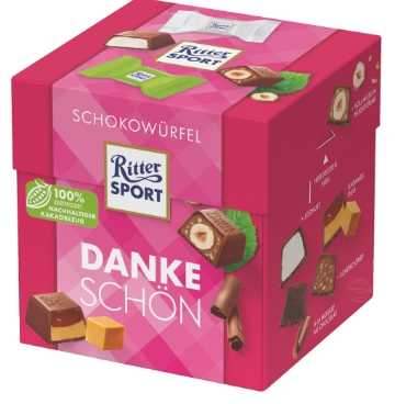 Ritter sport choco cubes กล่อง Thanks you Net:176 g. BBF.06/06/25