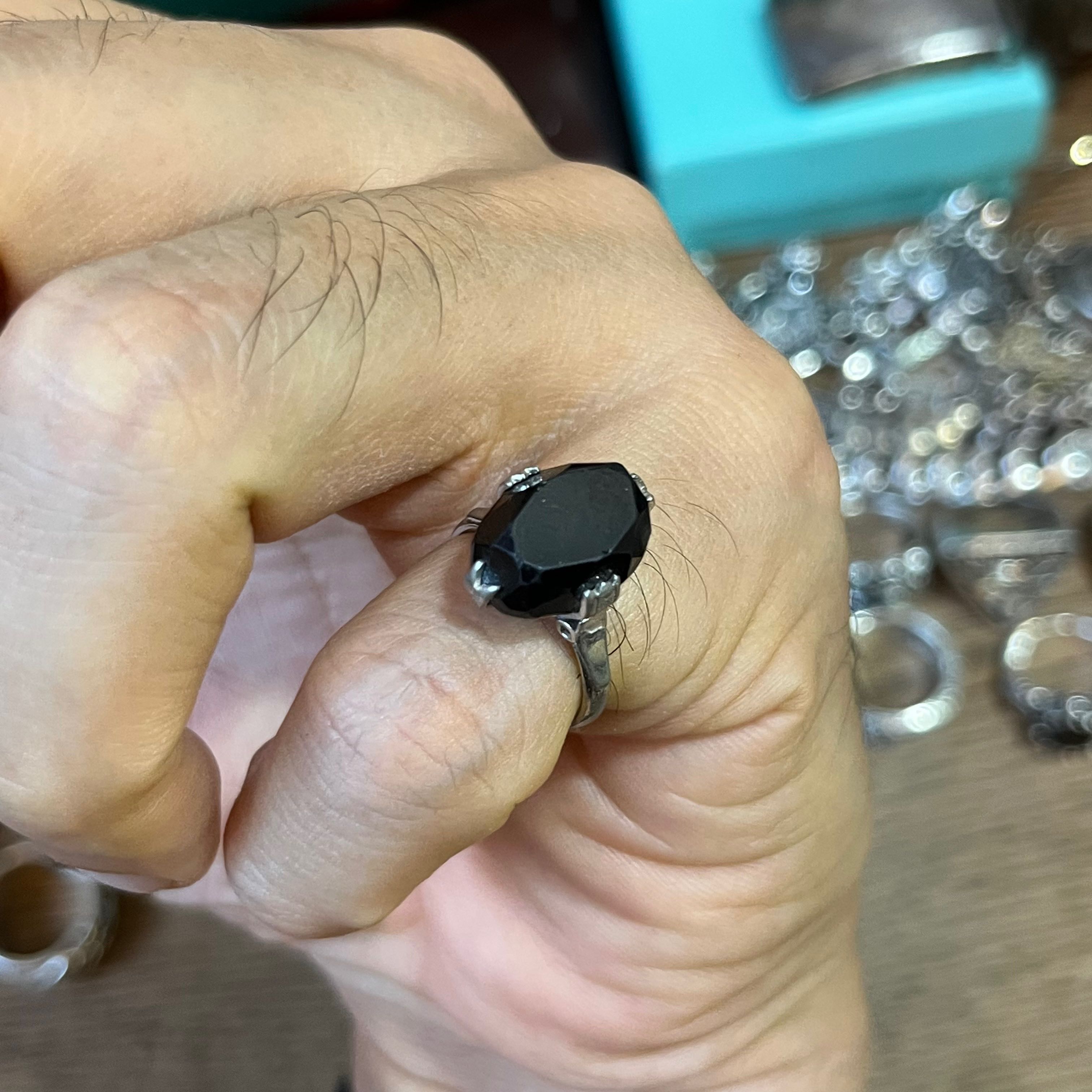 แหวนเงินแท้925 ประดับนิล ขนาด50 