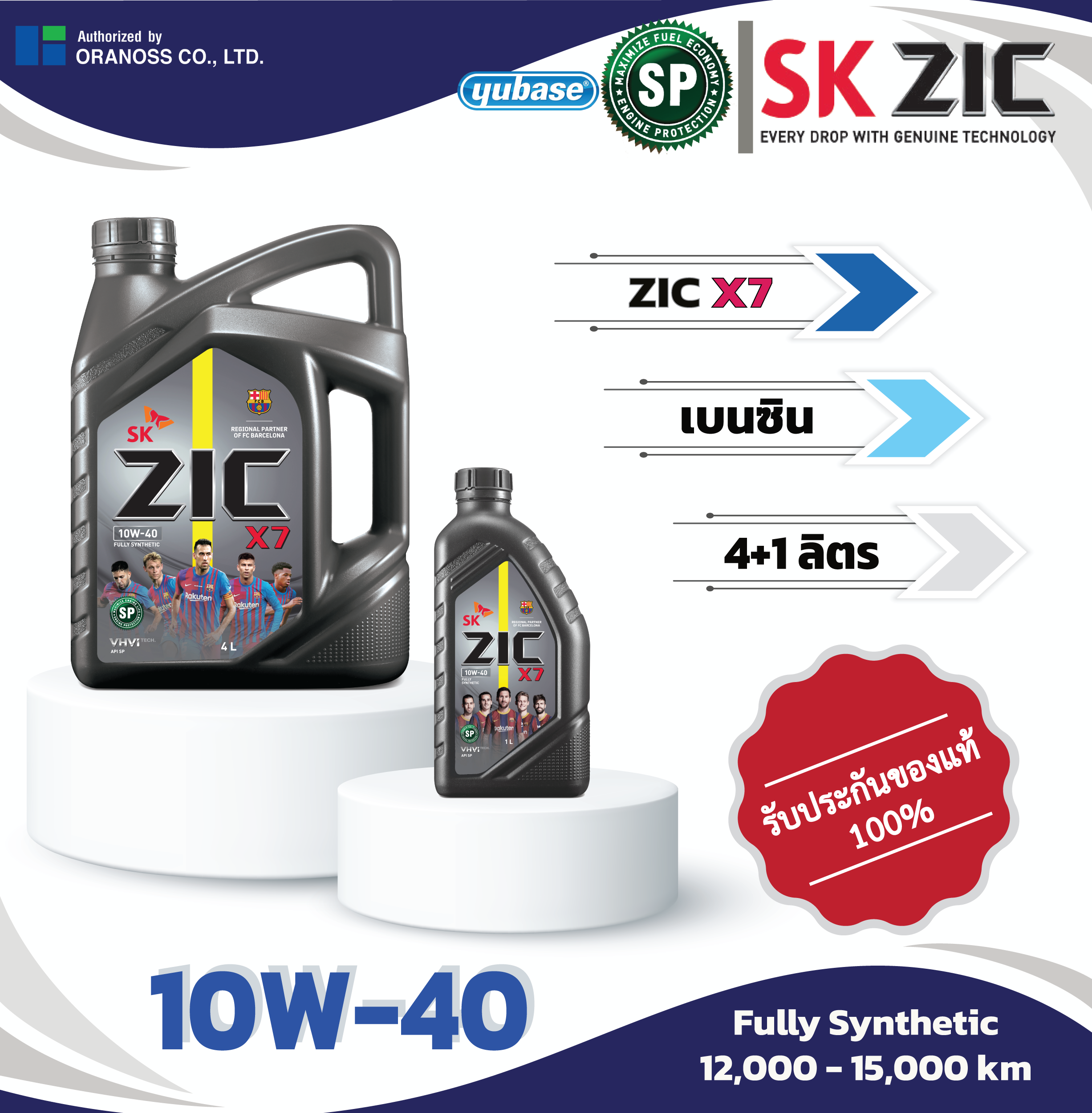 ZIC X7 10W-40 5L น้ำมันเครื่องสังเคราะห์แท้