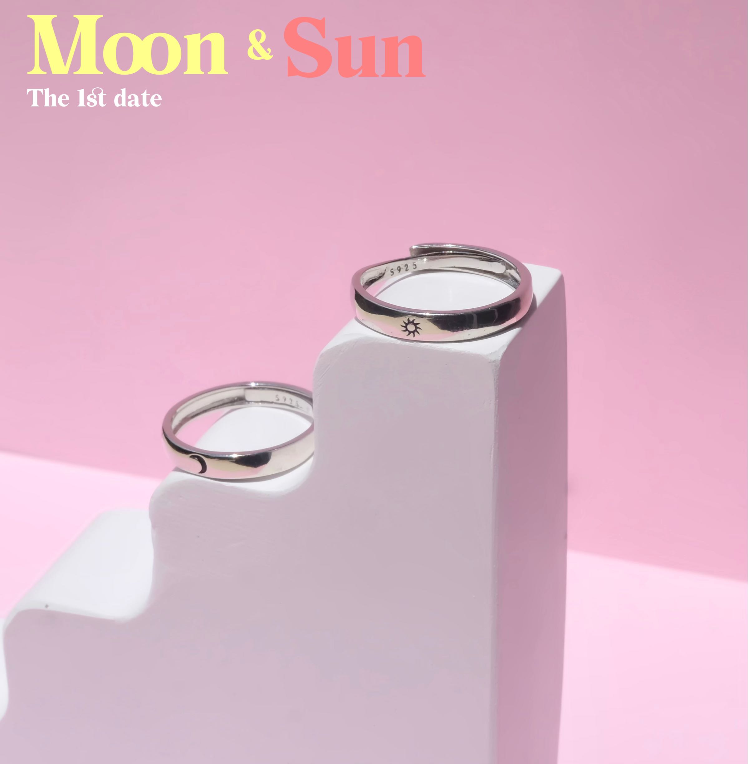 แหวนคู่รุ่น Moon & Sun -ปรับขนาดได้ ส่งฟรี (เงินแท้92.5%)