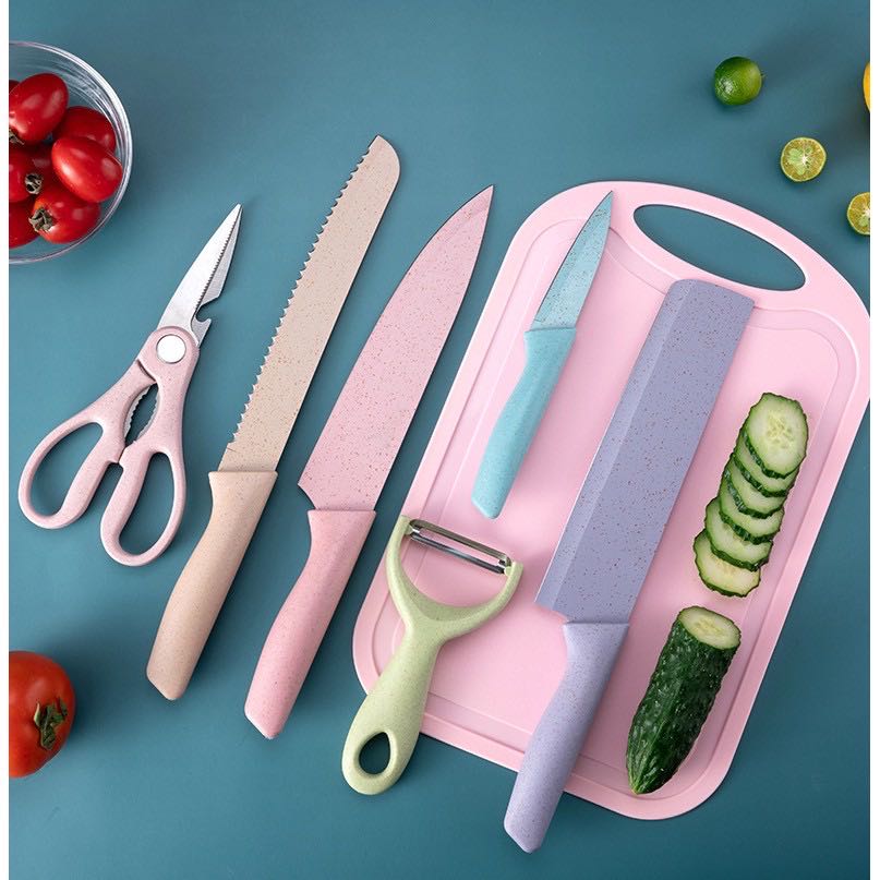 🍴KITCHEN KNIFE 🍴 เซตมีดทำครัวสีพาสเทล 6 ชิ้น