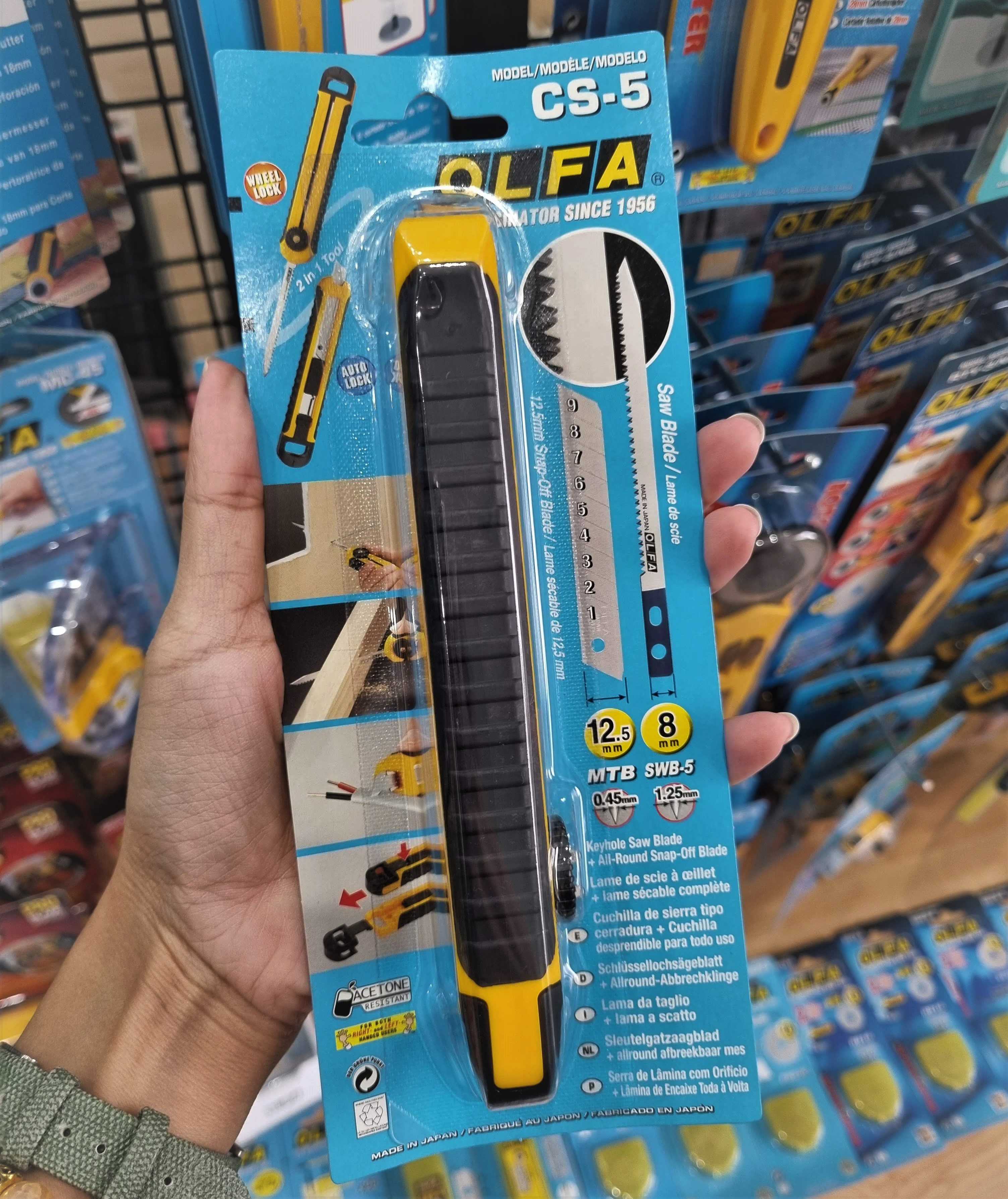 OLFA มีดคัตเตอร์เลื่อยในตัว CS-5 แบบ 2 in 1 เป็นเลื่อยมือ 0.8 มม/ใบมีด 12.5 มม ในด้ามเดียว