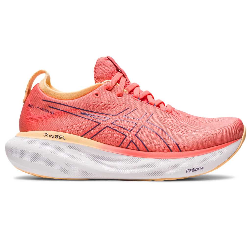 ASICS GEL NIMBUS 25 WIDE WOMEN - PAPAYA/DUSTY PURPLE รองเท้าวิ่งทางเรียบ รองเท้าวิ่งผู้หญิง