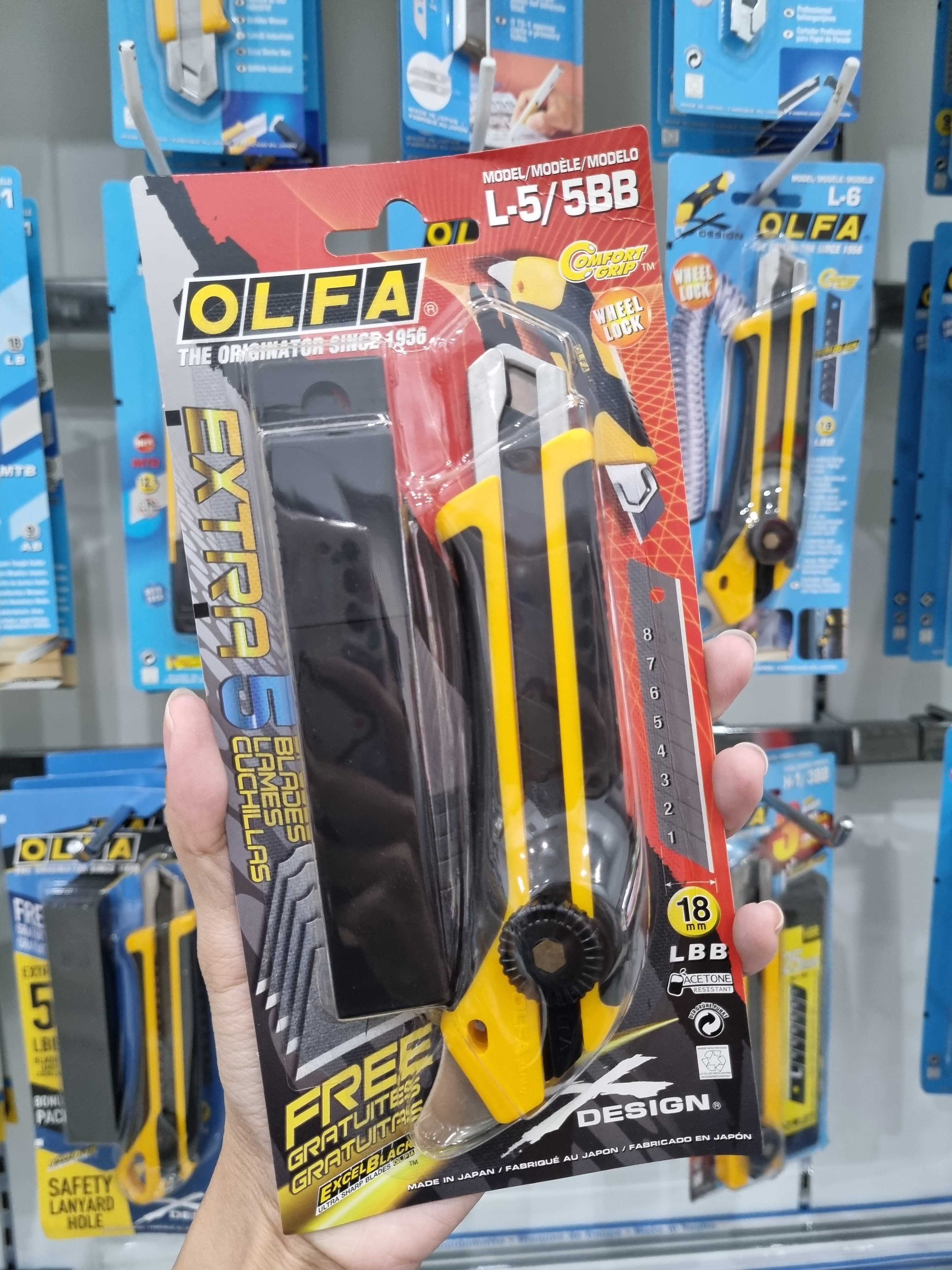 OLFA มีดคัตเตอร์ L-5/5BB ขนาด 18 มม. พร้อมใบมีดสีดำคมพิเศษ 5 ใบ