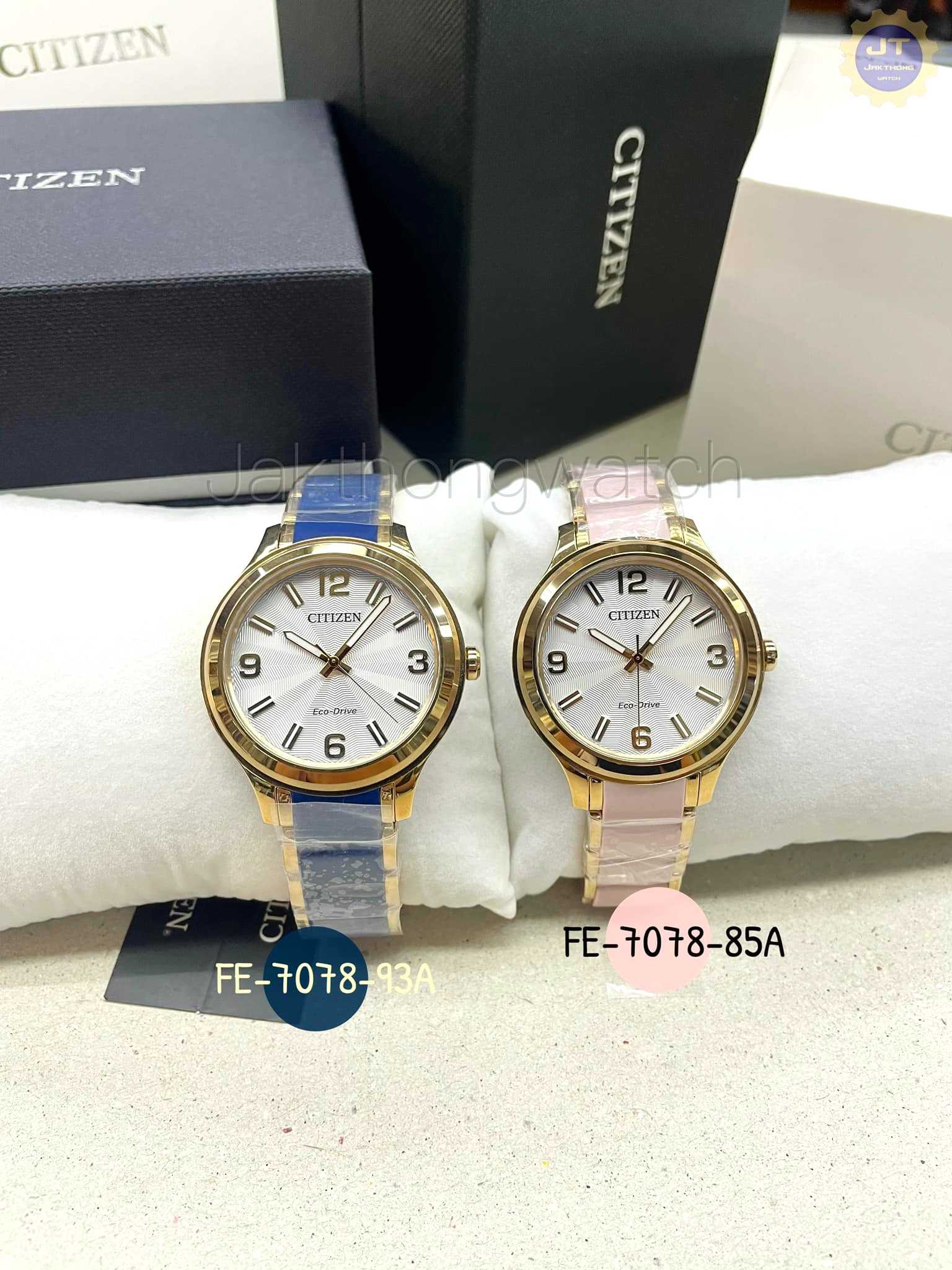 นาฬิกาข้อมือผู้หญิง CITIZEN Eco-Drive (ใช้แสง) FE-7078-85A (สายชมพู) / 93A (สายน้ำเงิน)