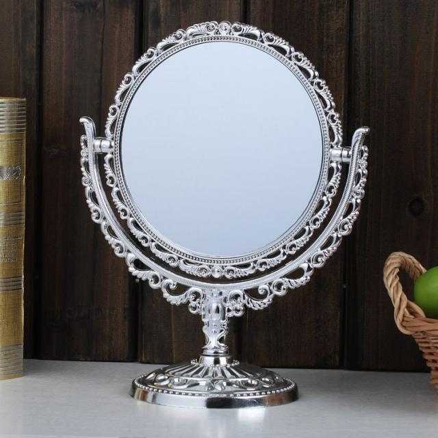 Round Table Mirror กระจกตั้งโต๊ะ 2 หน้าขอบหลุยส์ทรงกลม