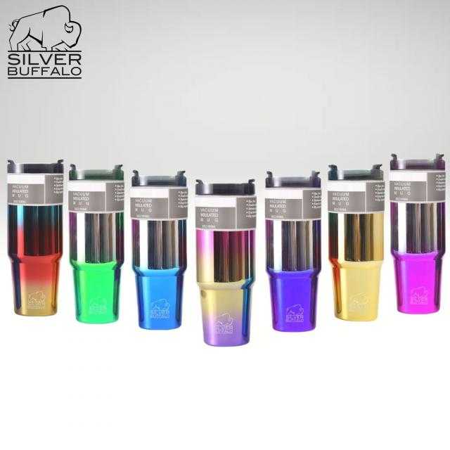Silver Buffalo Rainbow Tumbler แก้วน้ำสแตนเลสเก็บอุณหภูมิสีรุ้ง รูปทรงแก้วแบบใหม่จับถนัดมือ