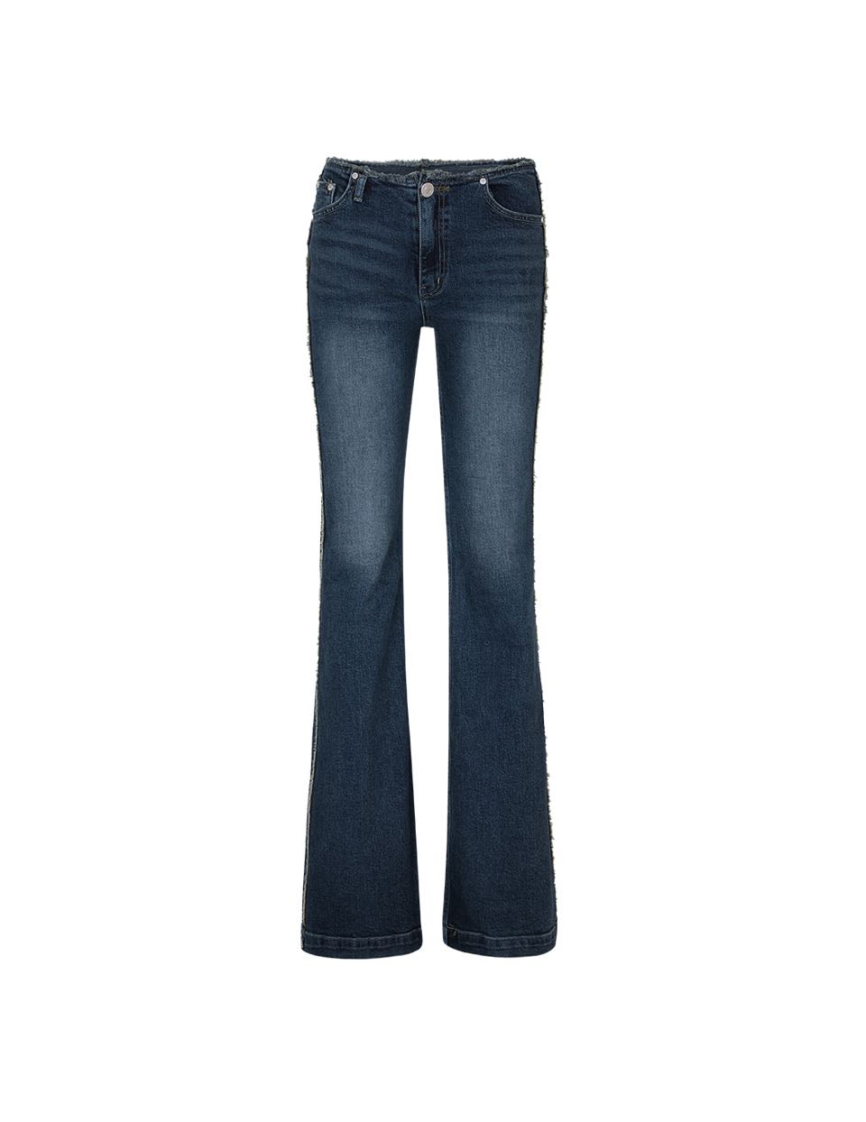 (PRE, รวมส่ง) ROUGH CUTTING SLIM BOOTS CUT DENIM PANTS - INDIGO /YUSE