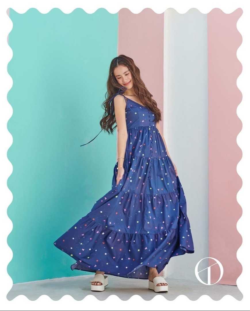 ✨Mary Maxi Dress ✨ เดรส maxi สายเดี่ยวกระดุมหน้าชายต่อผ้าพริ้วทรงสวย