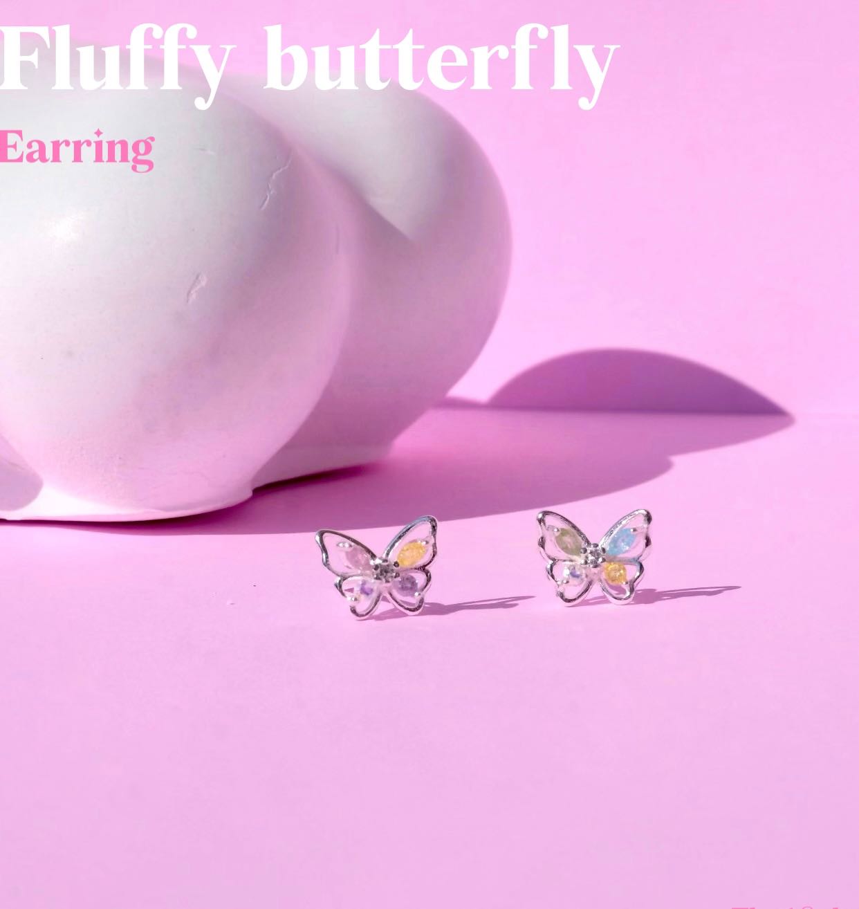 ต่างหูรุ่น Fluffy Butterfly-ส่งฟรี(เงินแท้92.5%)