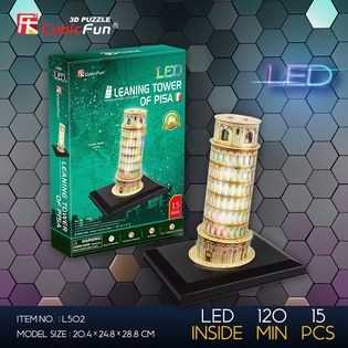 จิ๊กซอว์ 3 มิติ หอเอนเมืองปิซา Pisa Tower มีฐานไฟ LED L502