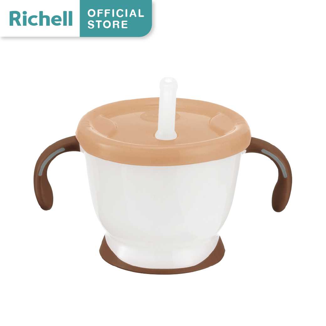 Richell(ริเชล)  ถ้วยฝึกดูดรุ่น AQULEA สีน้ำตาล