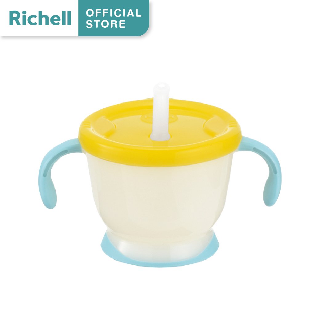 Richell(ริเชล)ถ้วยฝึกดูดรุ่น Aqualea สีเหลือง-ฟ้า