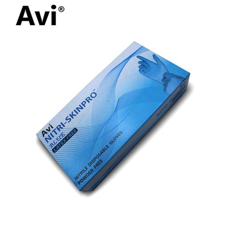 ถุงมือไนไตรสีฟ้า Avi รุ่น Nitri Skinpro(100 ชิ้น)