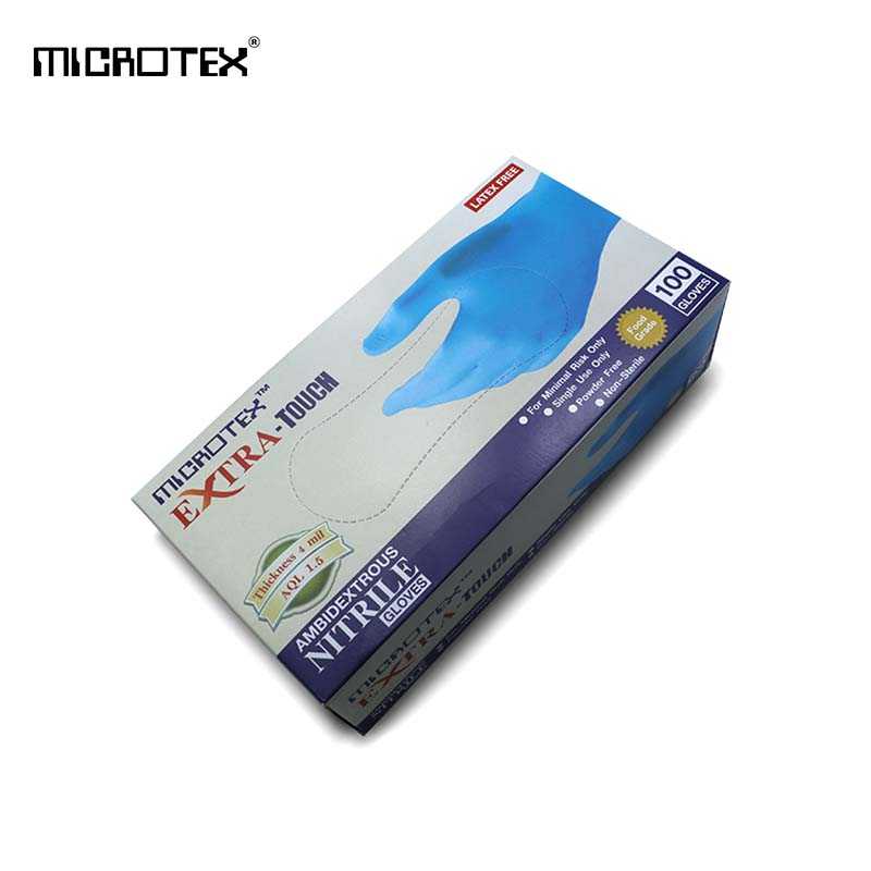 ถุงมือไนไตรสีฟ้า MICROTEX® รุ่น Extra Touch Full Texture(100 ชิ้น)