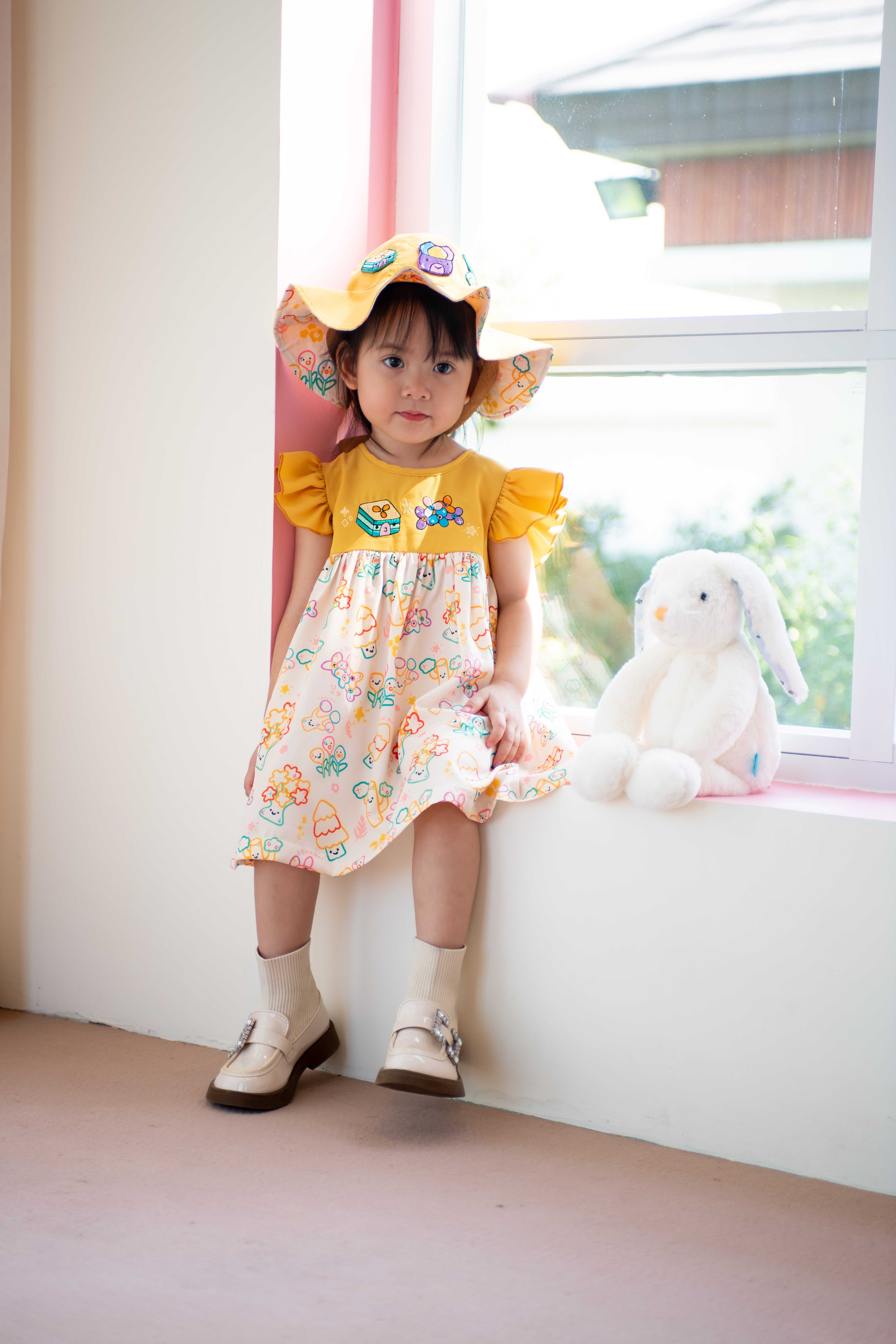 ATD02 l Dress ชุดเดรสสีเหลือง ลายขนมไทย (Thai Dessert Collection)