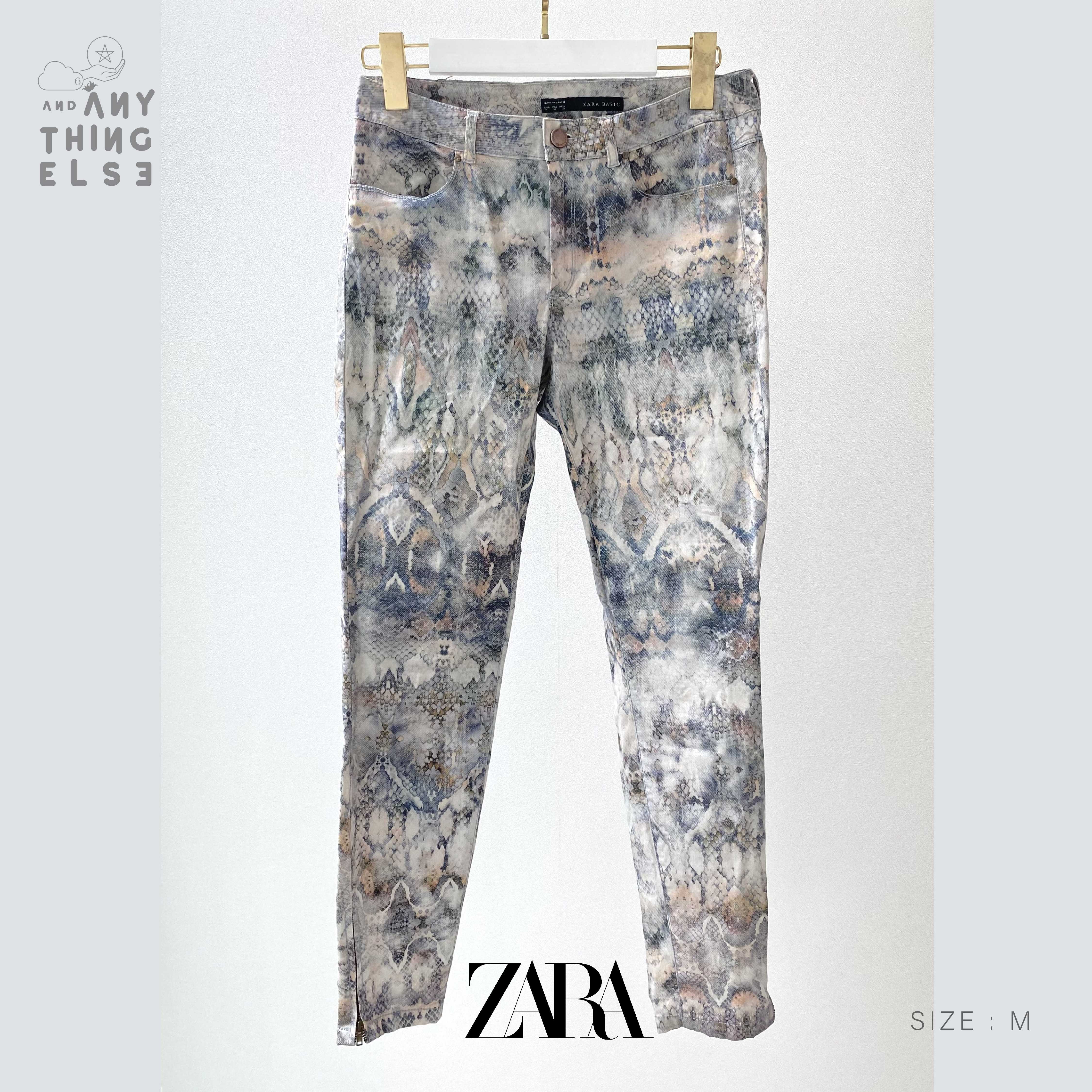 [USED] ZARA BASIC กางเกงผ้า Print ลายงู (size M / เอว 27)
