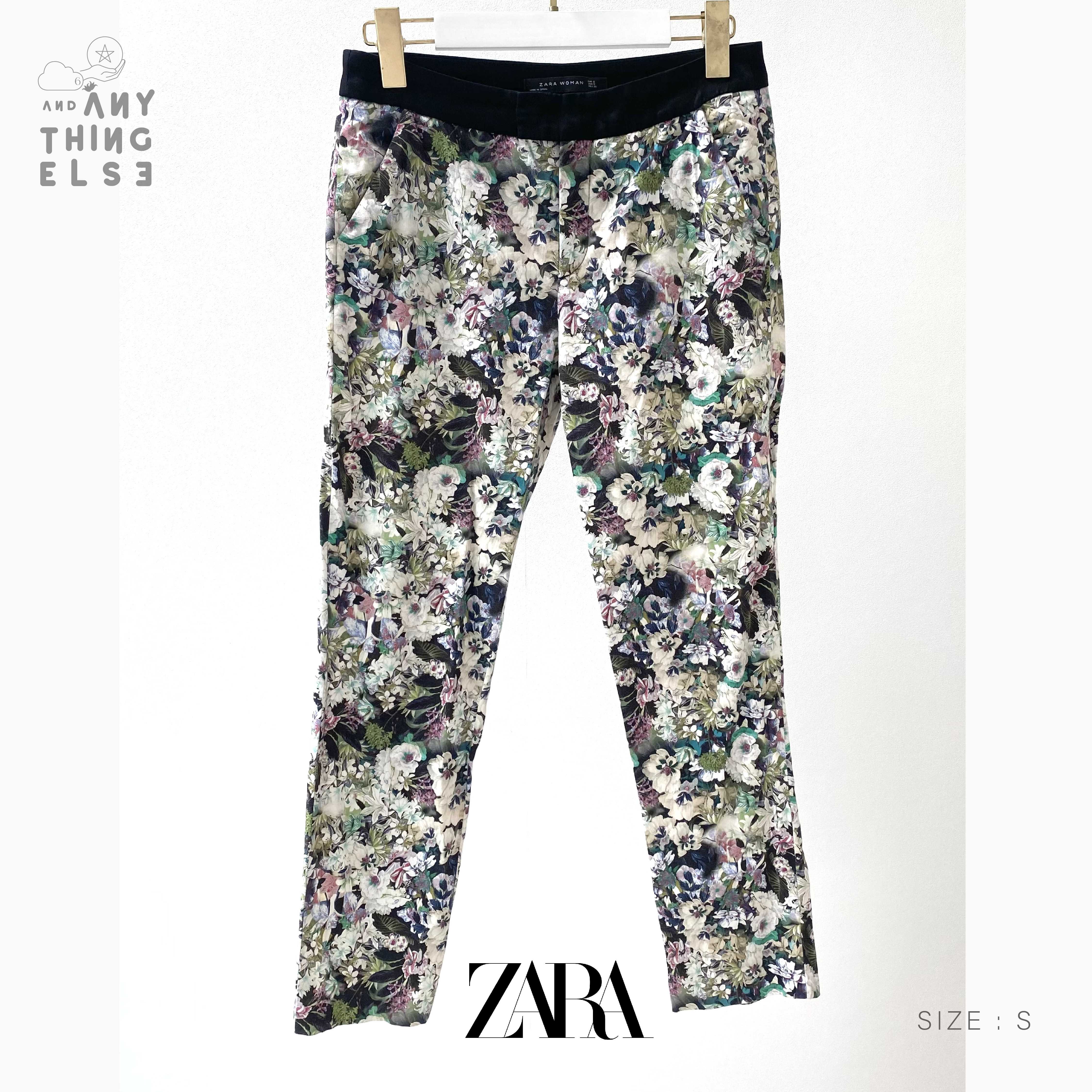 [USED] ZARA WOMAN กางเกงผ้า Print ลายดอกไม้ (size S / เอว 26)
