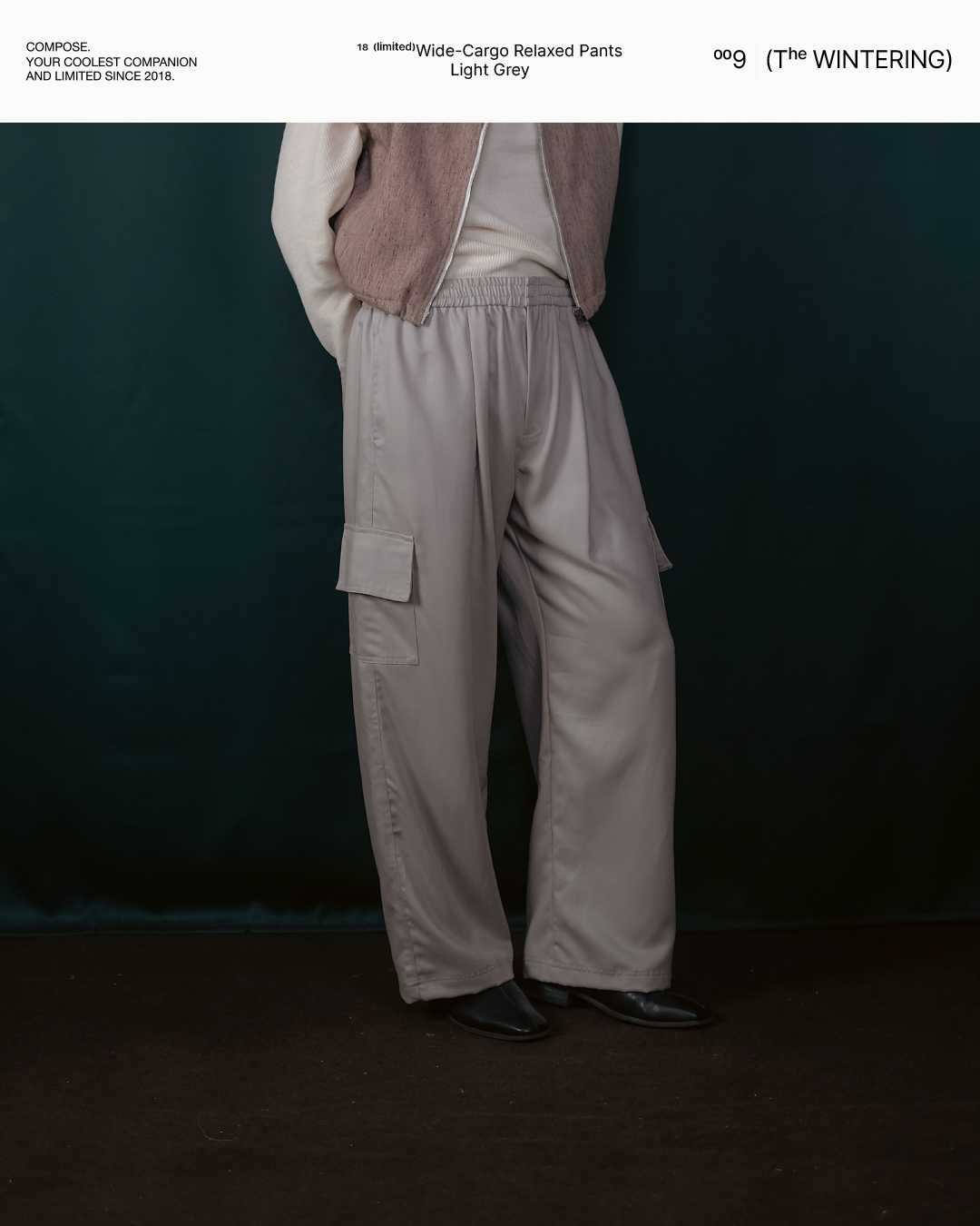FW22/18 Wide-Cargo Relaxed Pants in Light Grey