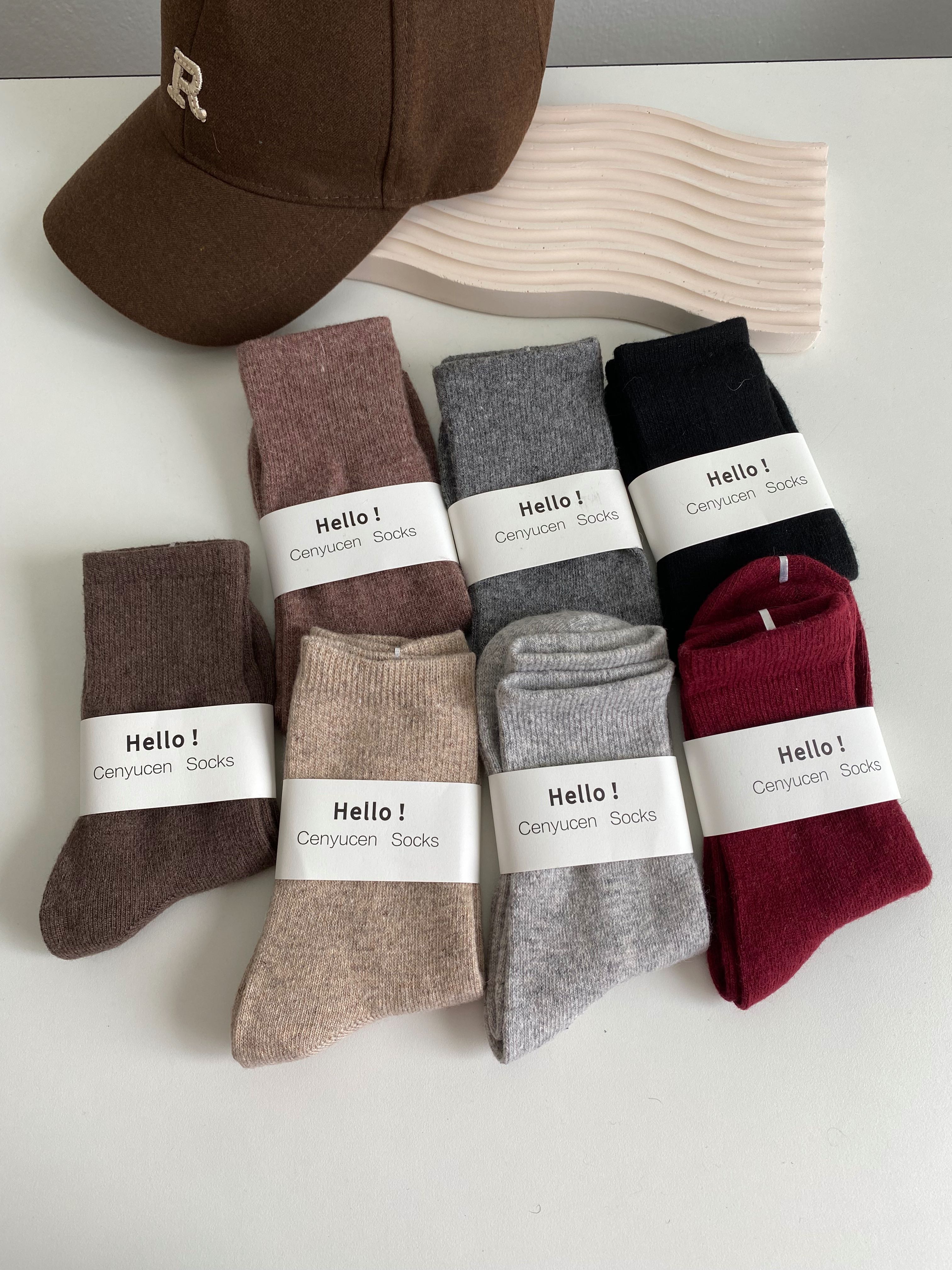 🧦 ถุงเท้าข้อยาว รหัส SK40 ถุงเท้าคอตต้อน ผสมวูล ผู้หญิง สไตล์เกาหลี retro ฟรีไซส์