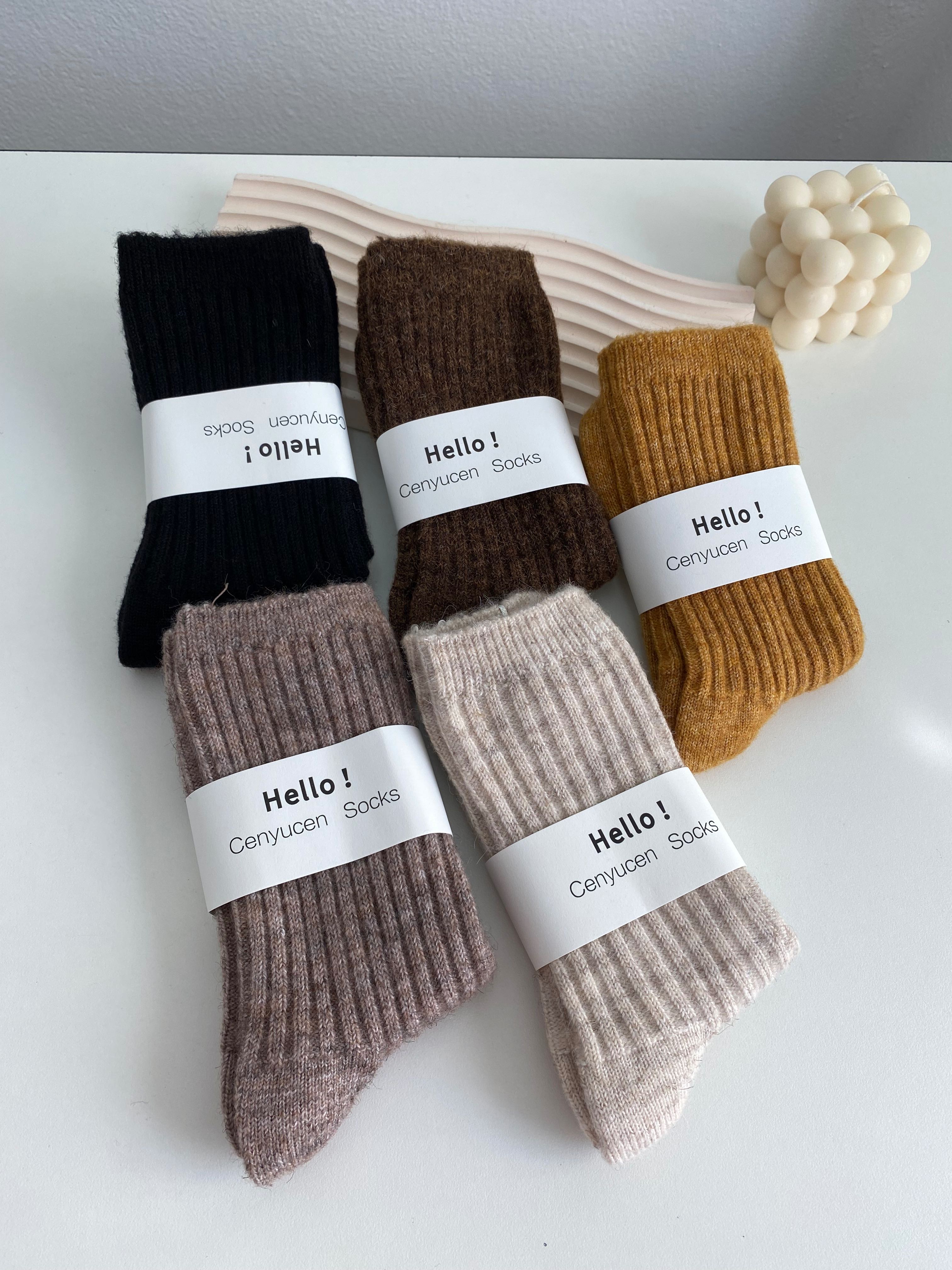 🧦 ถุงเท้า รหัส SK22 ถุงเท้าคอตต้อนผสมวูล ข้อกลาง สไตล์เกาหลี ผู้หญิง ฟรีไซส์