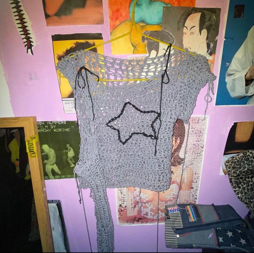 crochet messy star top+sleeves 