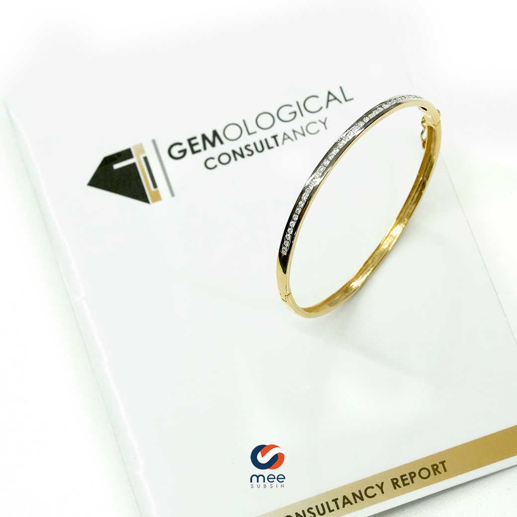 กำไลเพชรครึ่งวง 0.35 กะรัต น้ำ 100 VS2 พร้อมเซอร์ Gemological [BG230001]