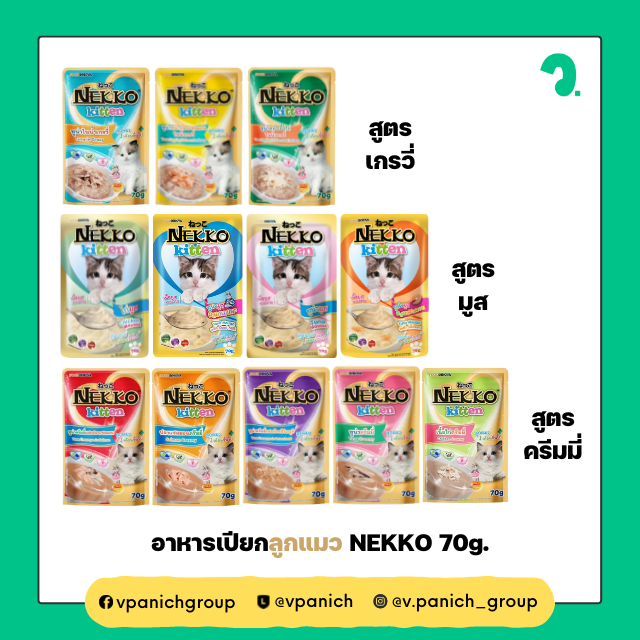 อาหารเปียก ลูกแมว NEKKO ขนาด 70 g. แบบซอง ( สูตรเกรวี่ / สูตรมูส / สูตรครีมมี่ )