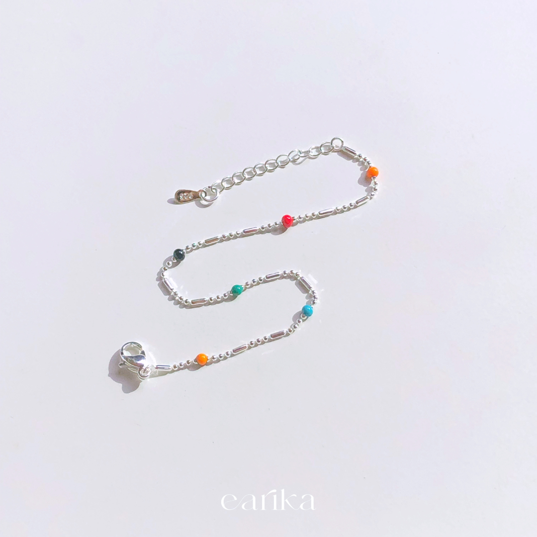 earika.earrings - candy beads braclet สร้อยข้อมือเงินแท้จี้เม็ดกลม ปรับขนาดได้ เหมาะสำหรับคนแพ้ง่าย
