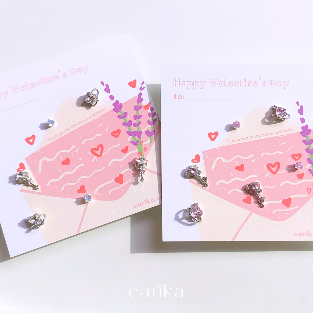 earika.earrings - heart planet and tiar set เซ็ตต่างหูดาวหัวใจ/คฑาเพชรก้านเงินแท้ คนแพ้ง่ายใส่ได้
