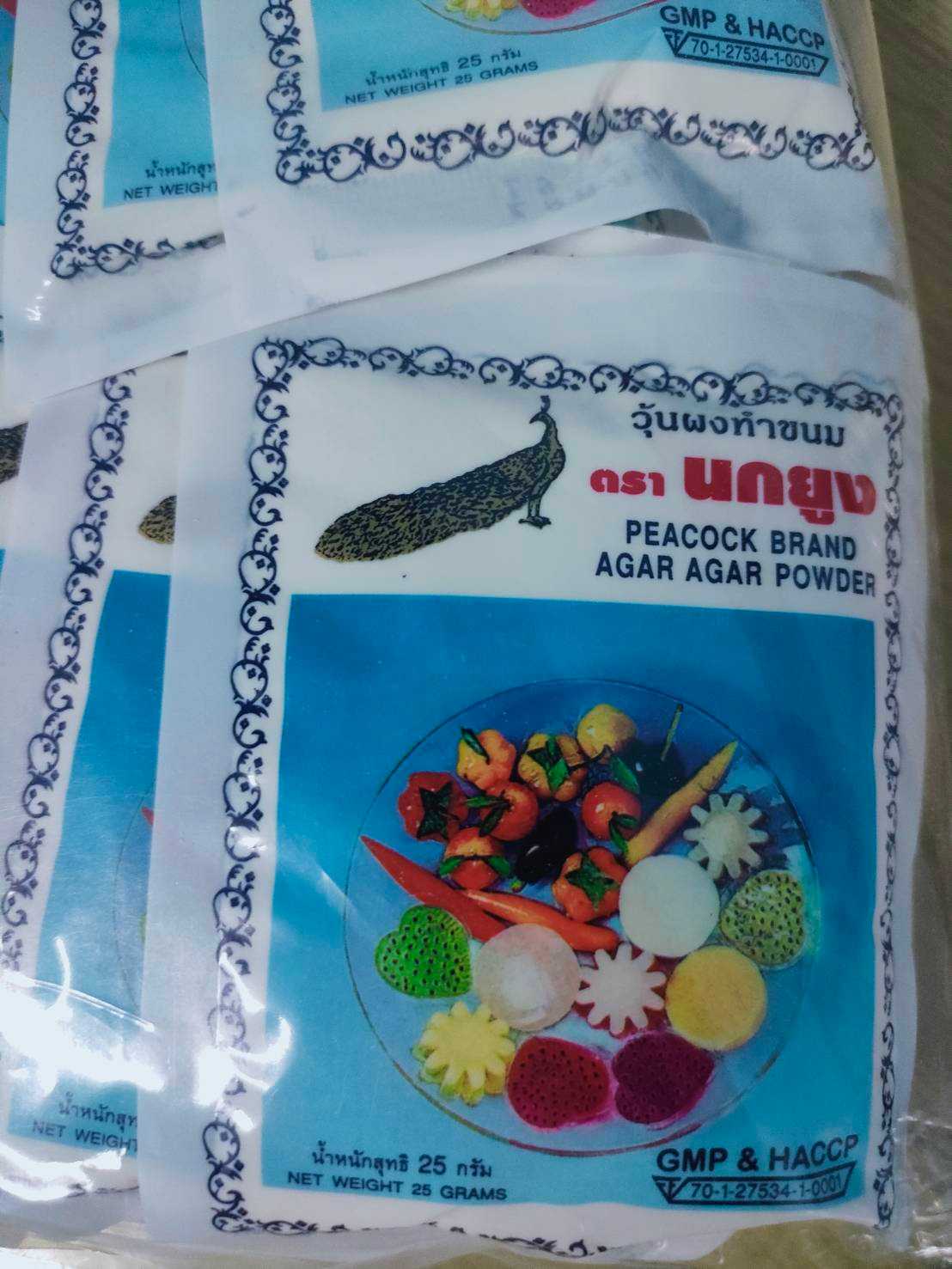 วุ้นผงเล็ก 25 กรัม ตรานกยูง (แพ็ค)