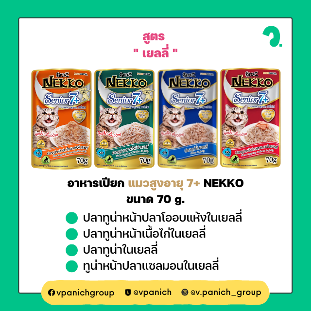 อาหารเปียก แมวสูงอายุ 7+ NEKKO แบบซอง ขนาด 70 g. ( สูตรเยลลี่ )