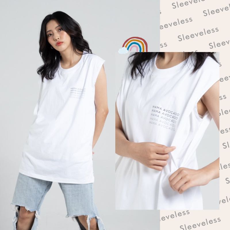 Maternity & Nursing  Sleeveless Oversized T-shirt | White