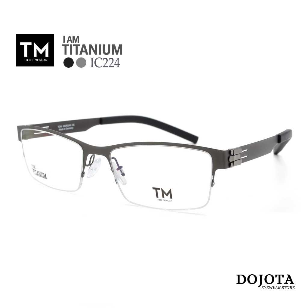กรอบแว่นตา ไทเทเนียม Toni Morgan รุ่น IC224 ทรงเหลี่ยม รูปหน้าเล็ก - สีเทาเข้ม Dark Gray