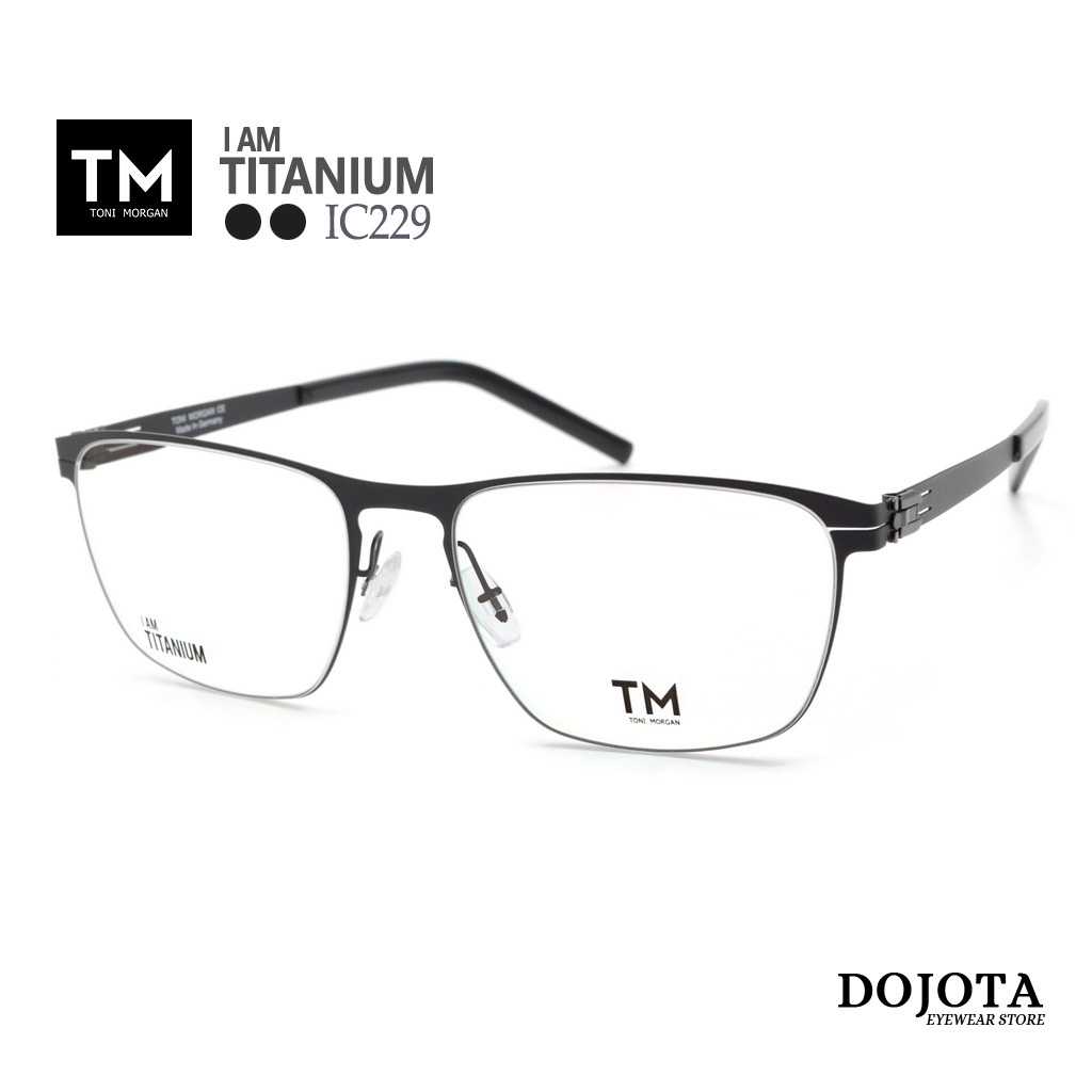 กรอบแว่นตา ไทเทเนียม Toni Morgan รุ่น IC229 ทรงเหลี่ยม สำหรับผู้ชาย - สีดำ Black Matt