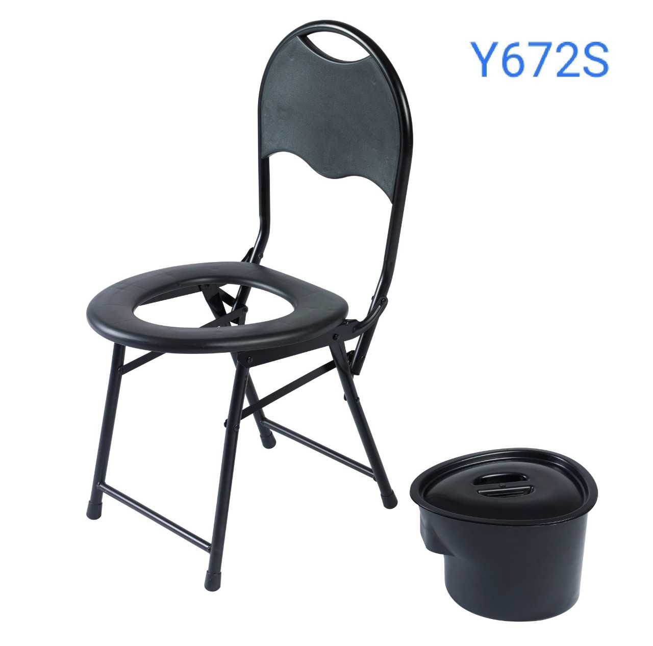 เก้าอี้นั่งถ่าย เหล็กพ่นสีดำ รุ่น Y672S