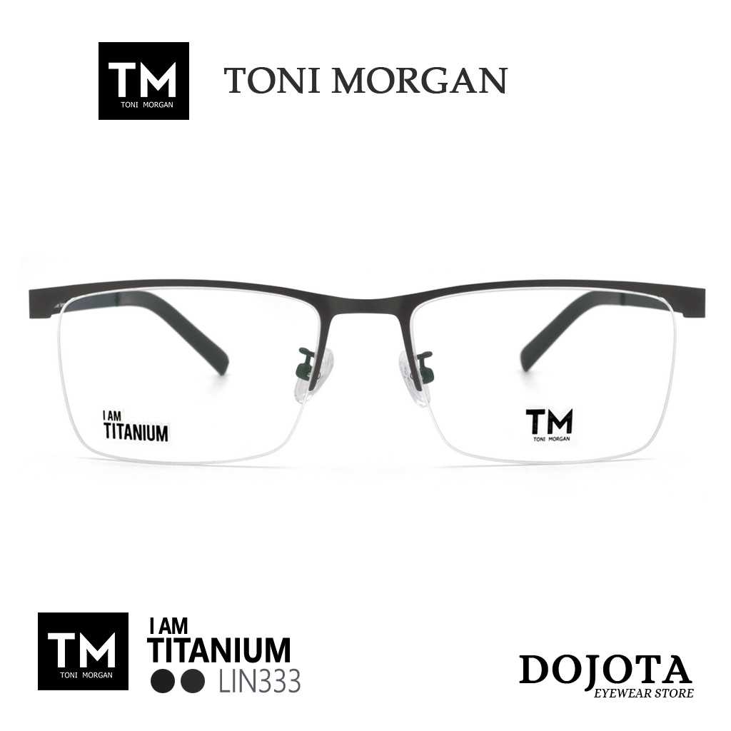 กรอบแว่นครึ่งเฟรม ไทเทเนี่ยม Toni Morgan รุ่น LIN333 - สีดำ Black Matt