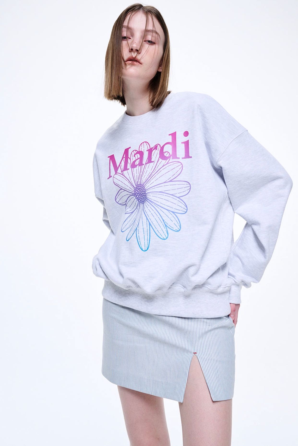 (พร้อมส่ง) Mardi mercredi sweatshirt GRADATION_HEATHER PURPLE