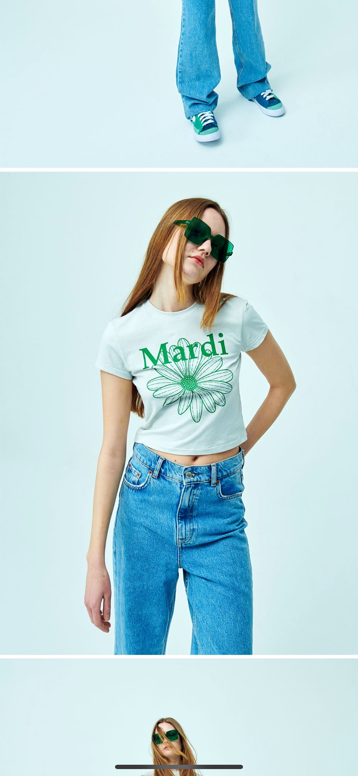 (พร้อมส่ง) Mardi mercredi crop t-shirt lightbeige green