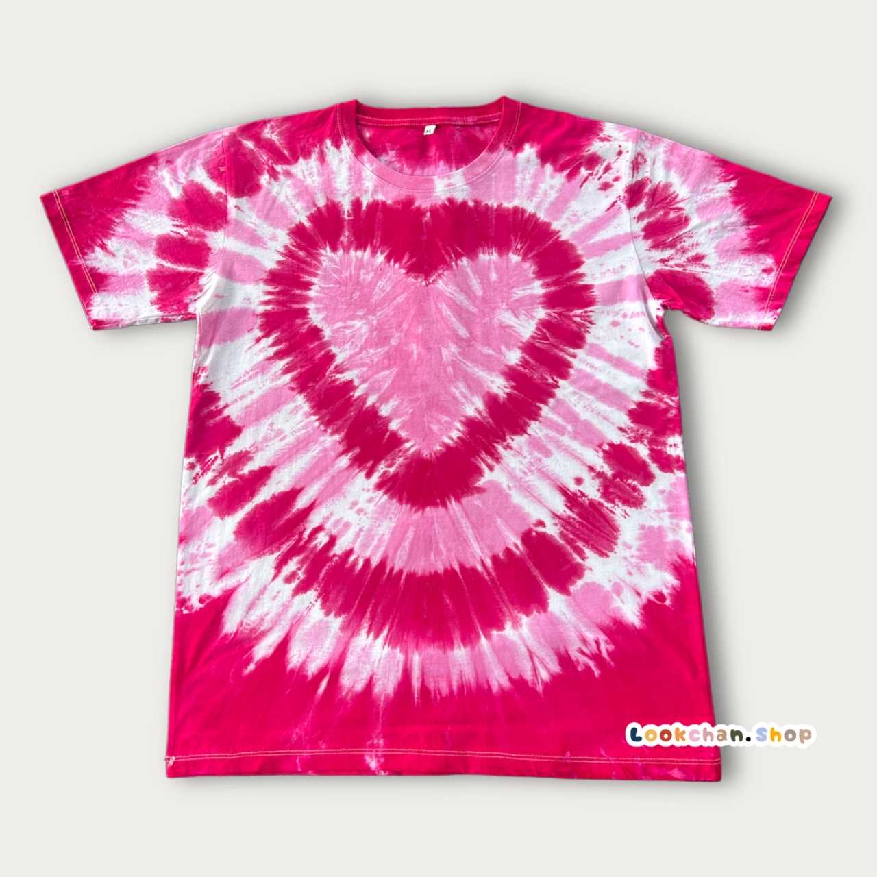 เสื้อ มัดย้อม Cotton100% หัวใจสีแดงเข้ม