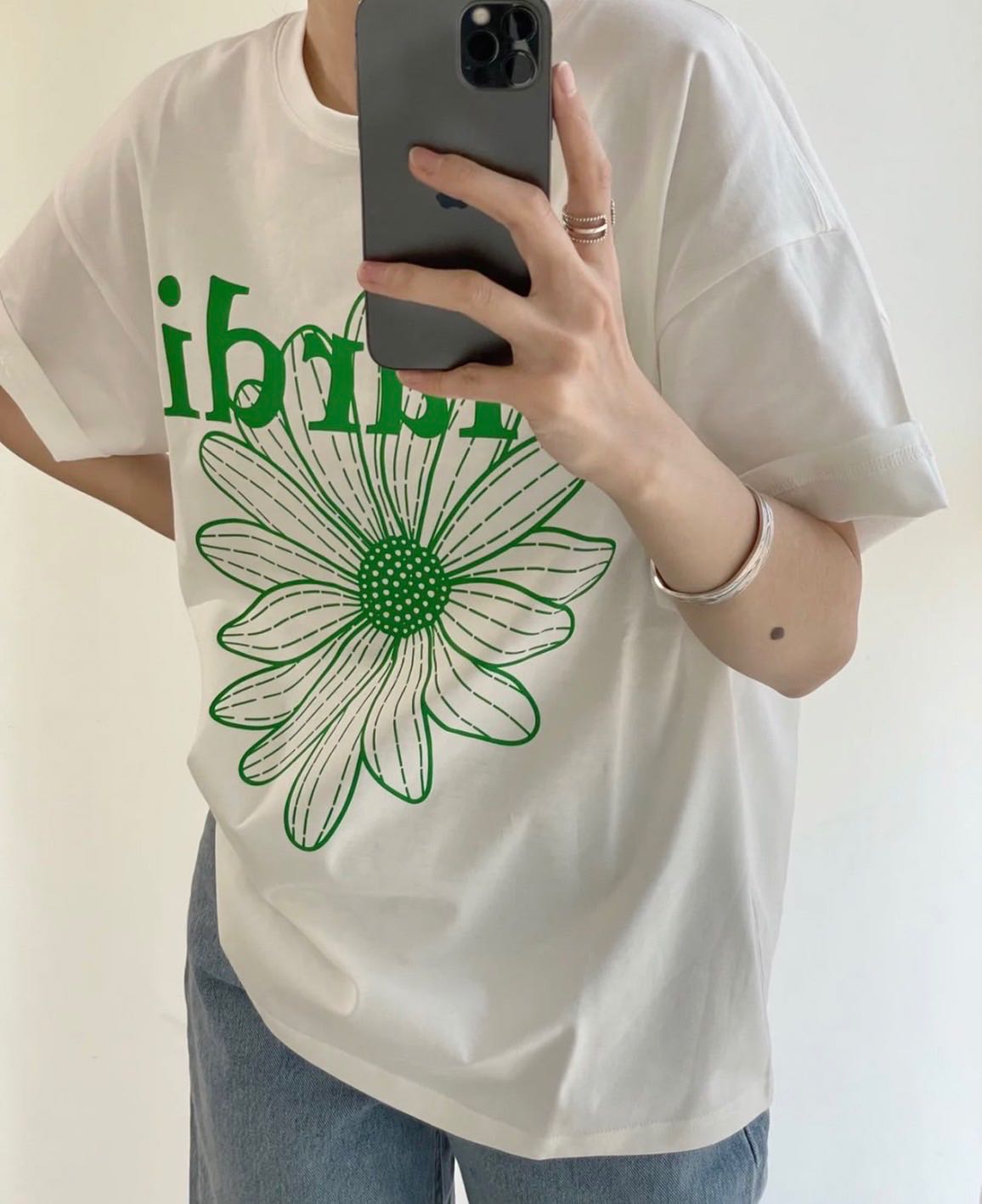(พร้อมส่ง) Mardi mercredi — flower white green